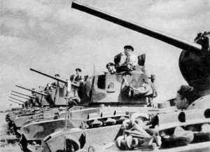 Canadian Tank Brigade parading in their heavy Matilda Tanks