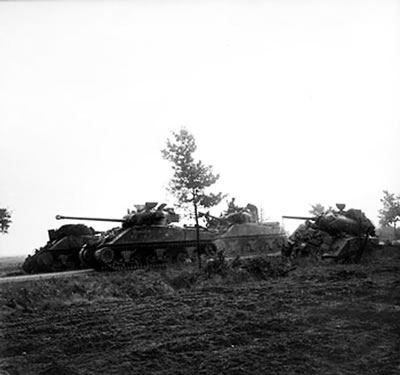M4 Sherman Firefly medium tanks used by the Irish Guards in 1944