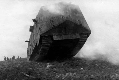 German A7V Sturmpanzer Kraftwage. The Battle of St. Quentin was the first time that the A7V saw combat.