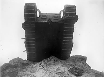 Mark IV heavy tank crossing a trench during the Battle of Cambrai