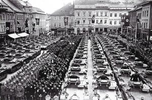 Panzer I Iight tanks on a propanda Nazi parade in Kamenz, Saxony, Germany