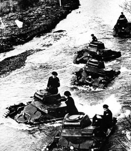 Panzer II group practicing river crossing in 1939 in advance of the real thing a few months later in Sedan