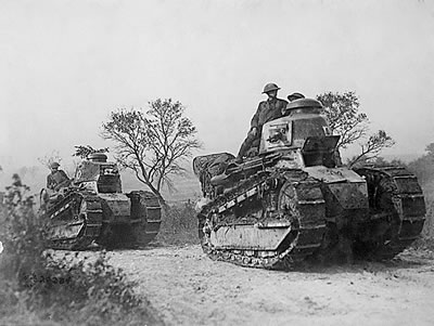 American soldiers on a Renault FT 17  light tank in France during World War I