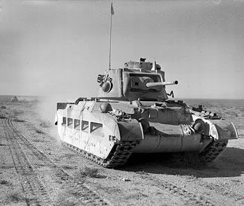Matilda II tank in the desert during Operation Compass