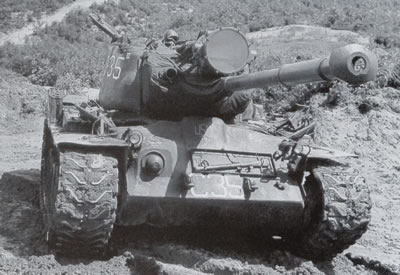 US Marines with M46 Patton medium tank in Korea, 1952