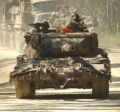 Australian Leopard I main battle tank at a 2005 training exercise in Shoalwater Bay, Australia