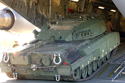 Canadian Leopard 2 main battle tank being shipped to Afghanistan in 2006