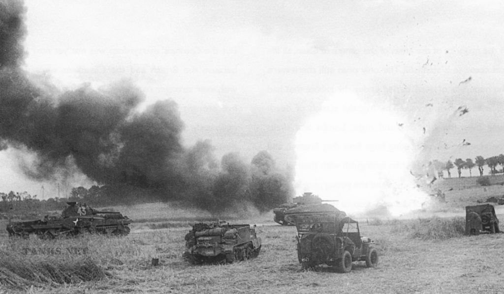 Exploding ammunition truck Normandy 1944