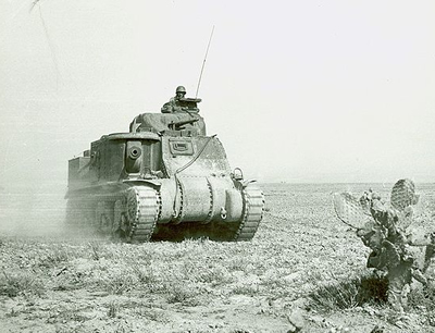 British M3 General Grant tank supporting American forces at Kasserine Pass in Tunisia