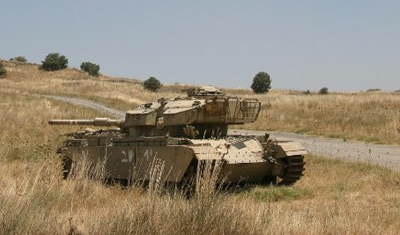 Israeli Sho't Tank from the Yom Kippur War at a Memorial on the Golan Heights. Photo by Shmuel Spiegelman