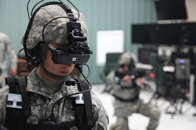 US Army soldiers undergoing virtual reality training