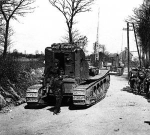 Whippet WW1 Tanks move up with August Advance