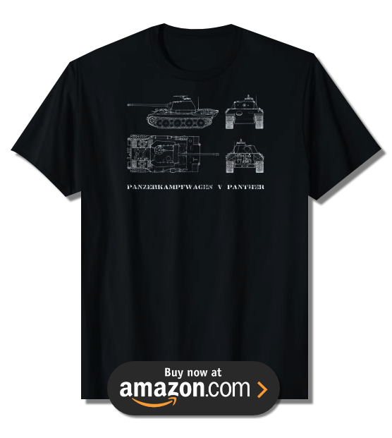 German WW2 Panther Tank Blueprint T-Shirt